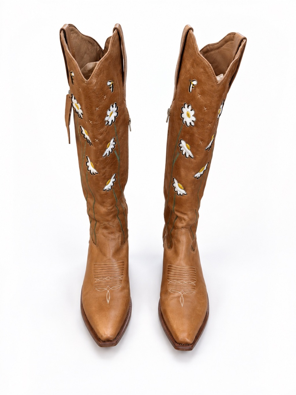 NWT CAMEL KNEE HIGH LEATHER COWBOY BOOTS